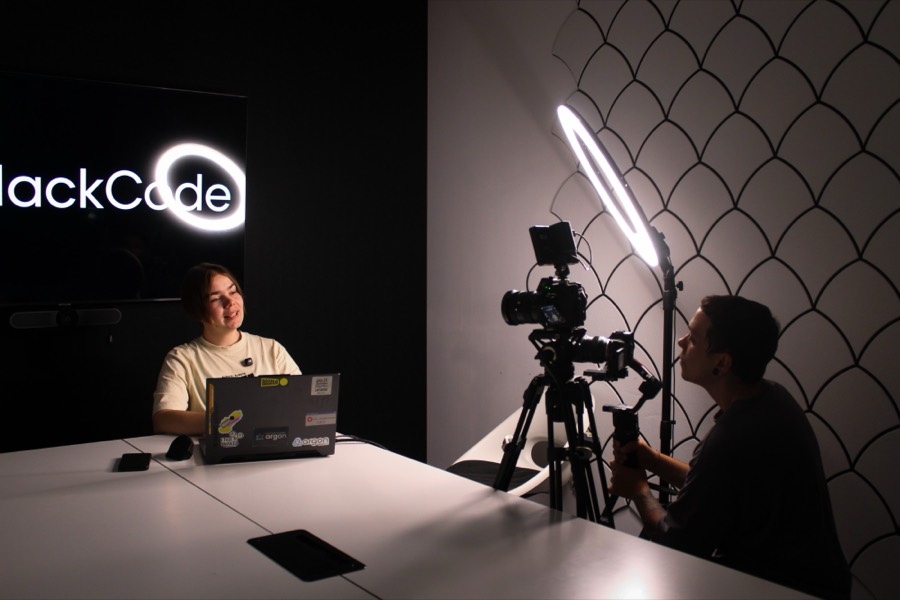Filming a promo video for Hackcode